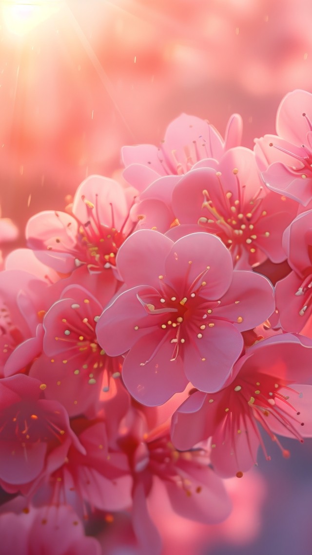 sakura wallpaper, pink flowers, pastel petals, background for mobile wallpaper (vertical)