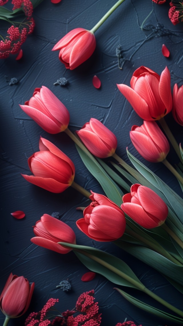 gift wallpaper, dark blooms, bouquet, background for mobile wallpaper (vertical)