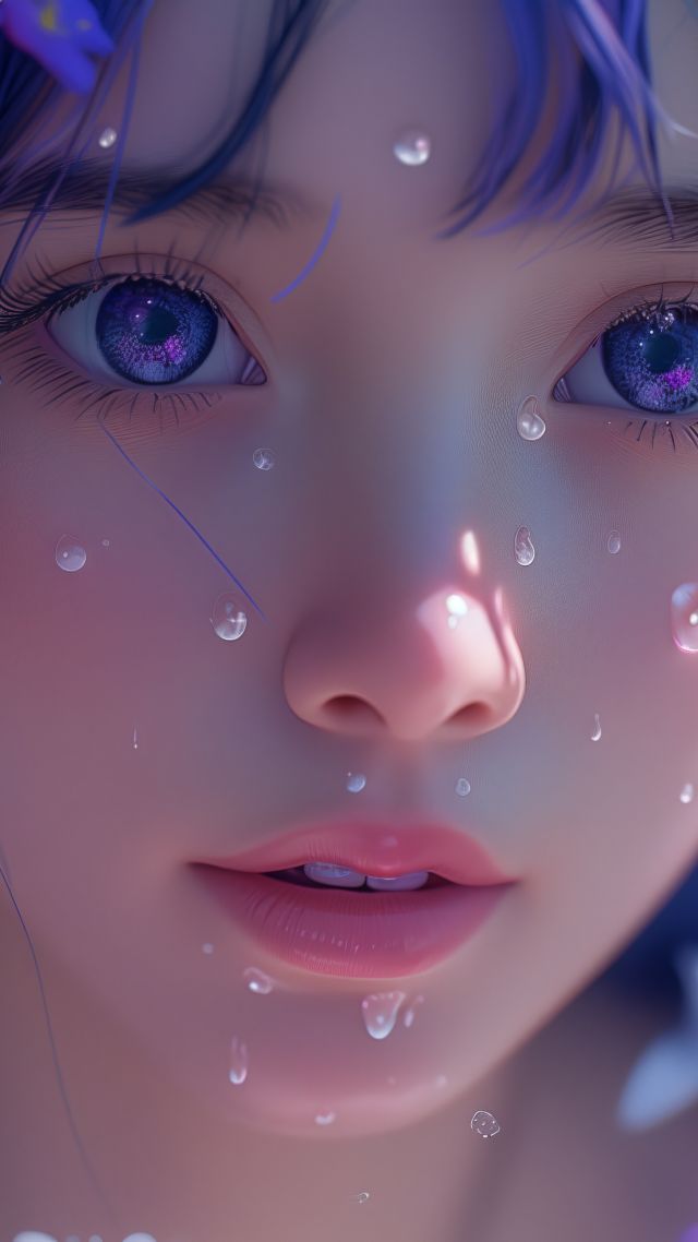 anime girl wallpaper, purple hair, vibrant colors, background for mobile wallpaper (vertical)