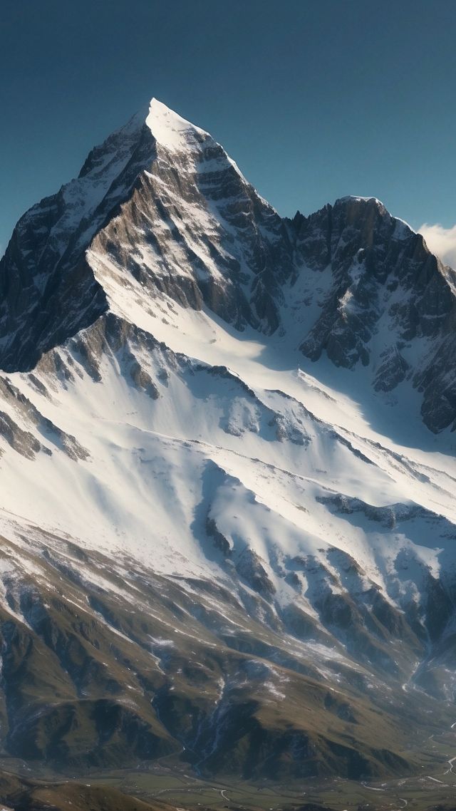mountains wallpaper, fluffy clouds, majestic summits, background for mobile wallpaper (vertical)