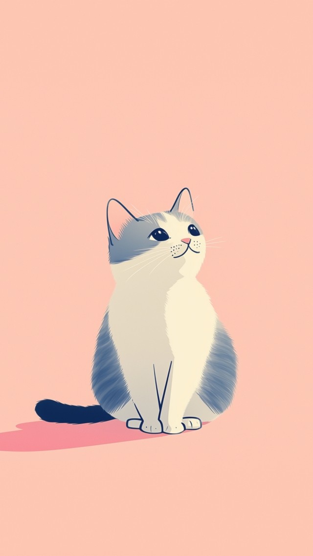 kitten wallpaper, sweet, solid color background, background for mobile wallpaper (vertical)