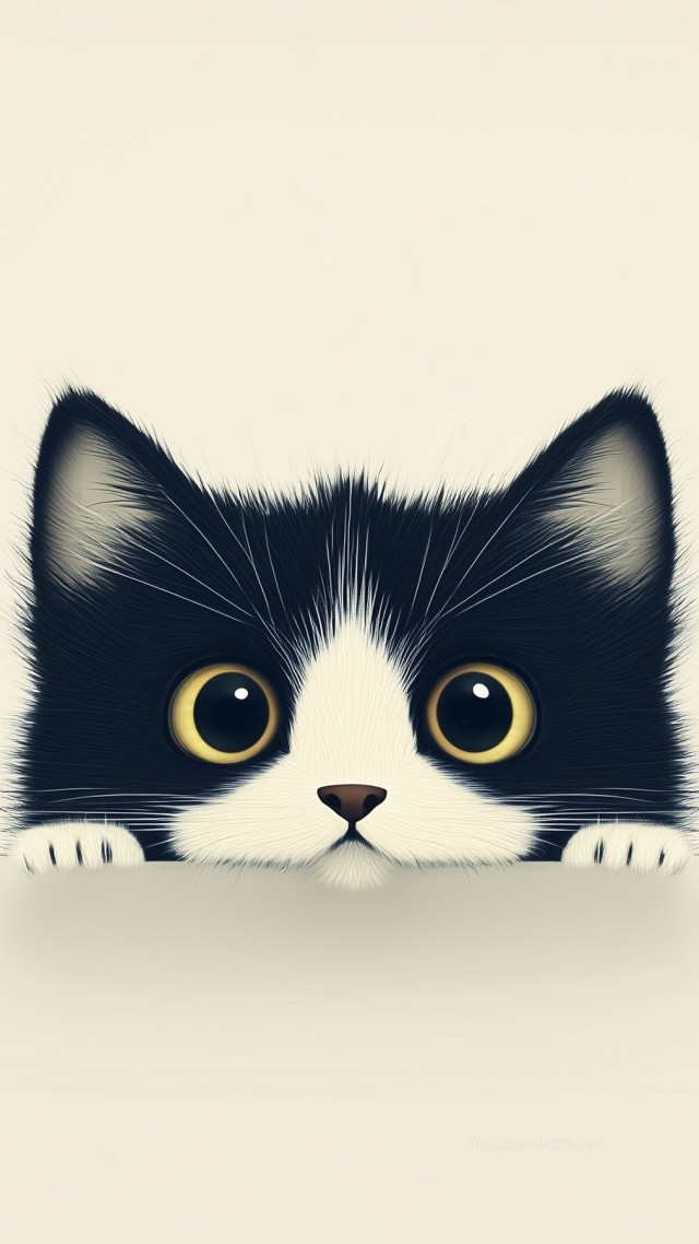 kitten wallpaper, cute, solid color background, background for mobile wallpaper (vertical)