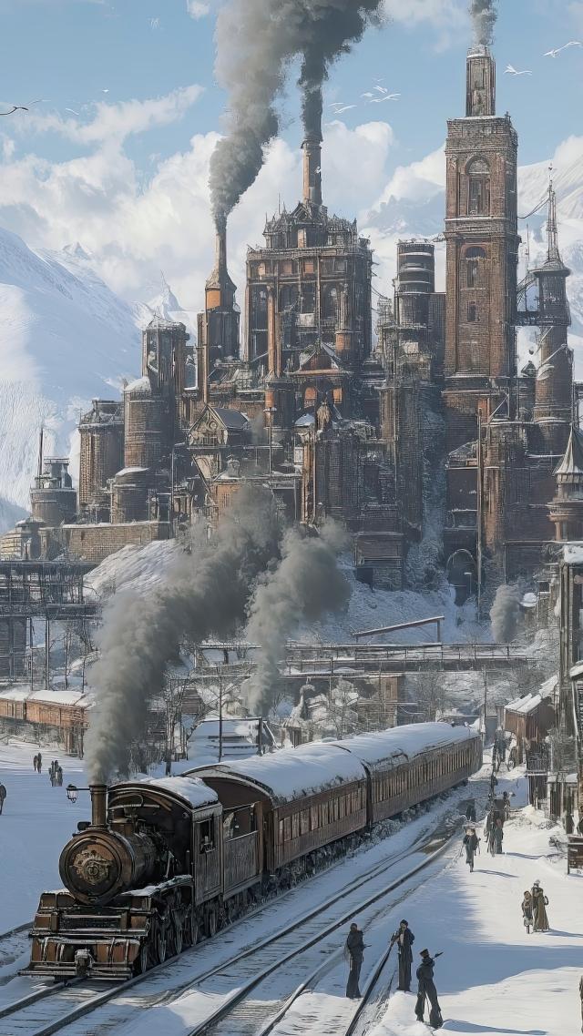steampunk wallpaper, steam power, vintage, background for mobile wallpaper (vertical)