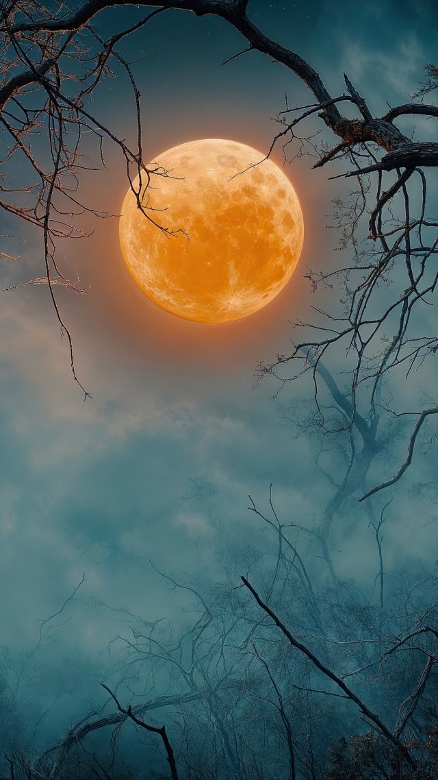 Halloween night wallpaper, ghostly, spooky atmosphere, background for mobile wallpaper (vertical)