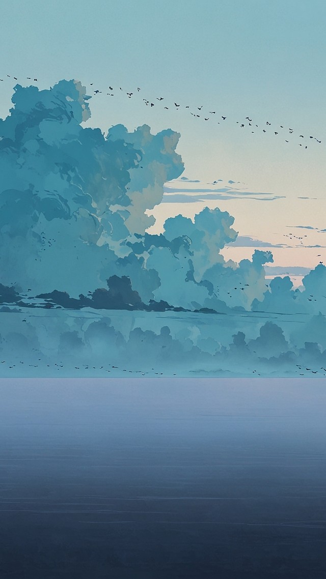 anime sky wallpaper, pastel, tranquil, background for mobile wallpaper (vertical)