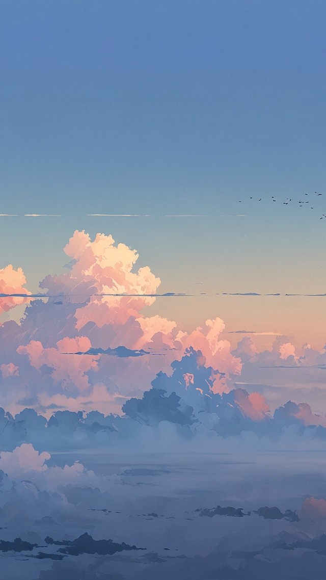 anime sky wallpaper, pastel, tranquil, background for mobile wallpaper (vertical)
