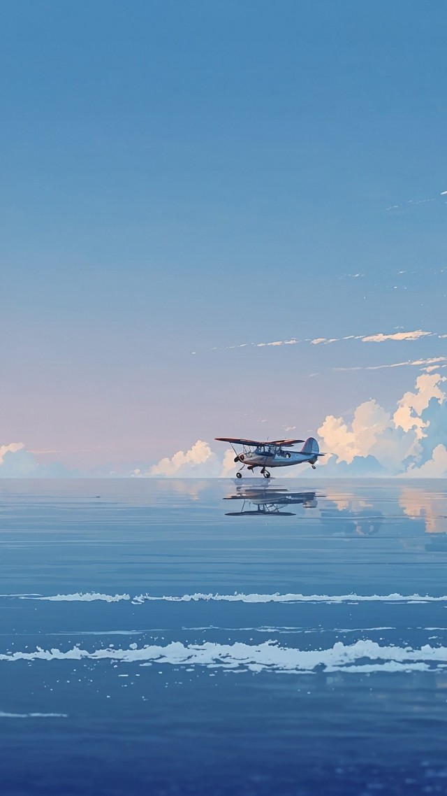 propeller plane wallpaper, soaring, blue sky, background for mobile wallpaper (vertical)