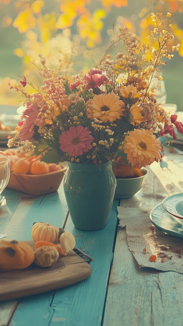 thanksgiving meal wallpaper, rustic, seasonal decor, background for mobile wallpaper (vertical)