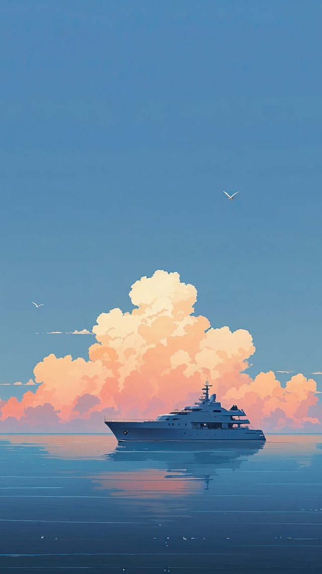 blue sky wallpaper, cumulonimbus, tranquil sea, background for mobile wallpaper (vertical)