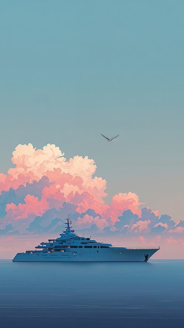 blue sky wallpaper, boat, storm clouds, background for mobile wallpaper (vertical)