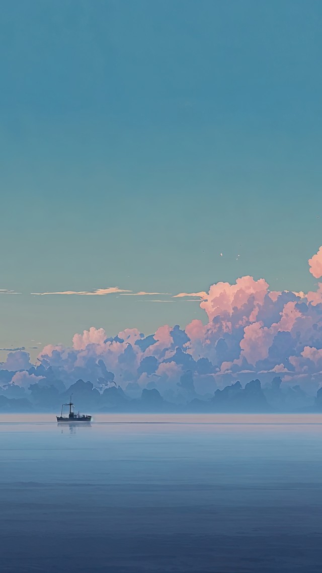 blue sky wallpaper, boat, sailing boat, background for mobile wallpaper (vertical)