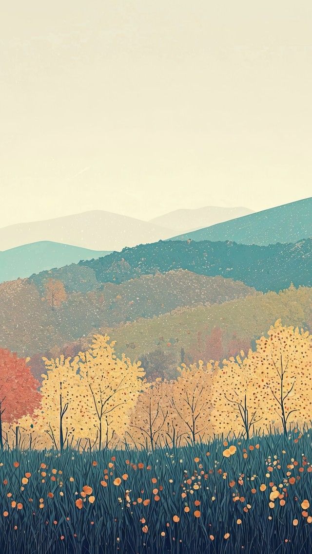 autumn decor wallpaper, nature painting, rustic home decor, background for mobile wallpaper (vertical)