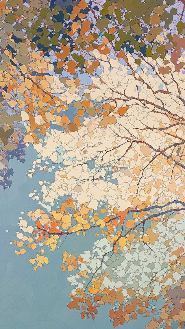 fall art wallpaper, painting, nature art, background for mobile wallpaper (vertical)