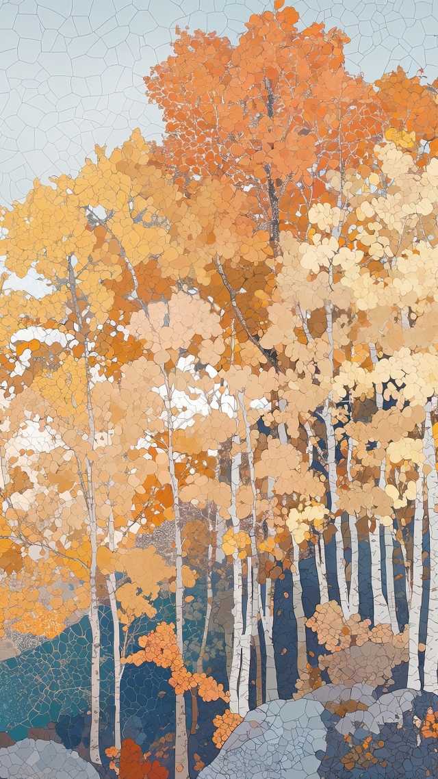 autumn decor wallpaper, nature painting, botanical art, background for mobile wallpaper (vertical)