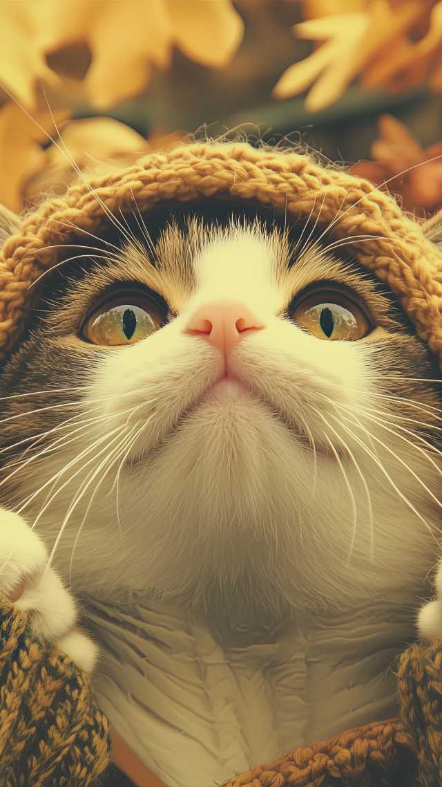 cats thanksgiving wallpaper, funny, autumn fashion, background for mobile wallpaper (vertical)