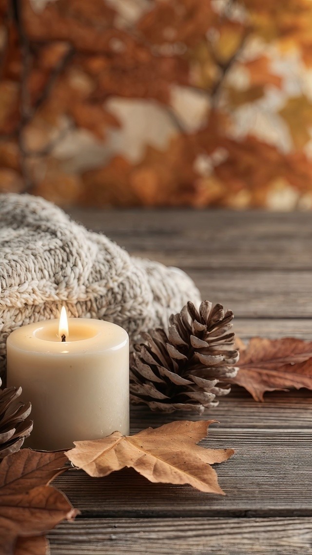 fall decoration wallpaper, stock image, seasonal decor, background for mobile wallpaper (vertical)