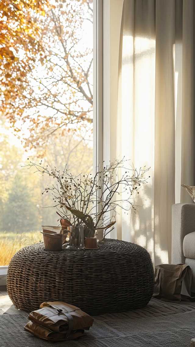 living room wallpaper, natural light, cozy decor, background for mobile wallpaper (vertical)