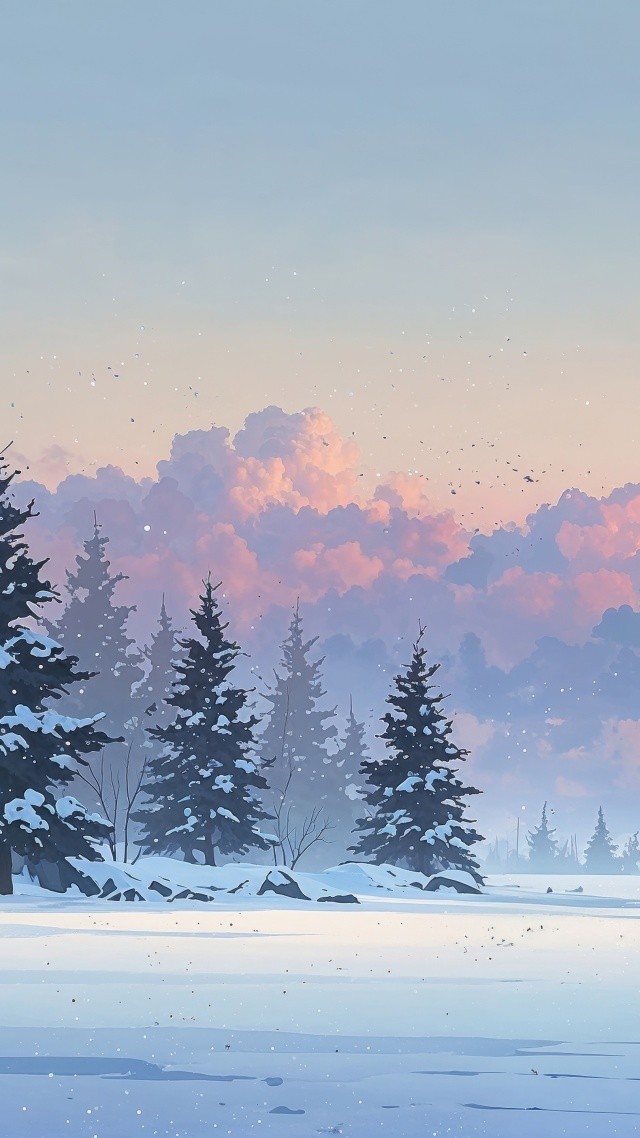 xmas wallpaper, landscape, pine tree, background for mobile wallpaper (vertical)