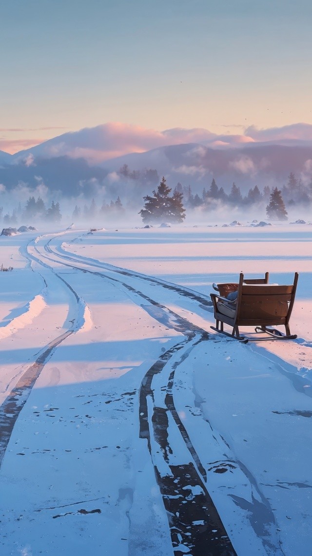 xmas wallpaper, landscape, minimalist design, background for mobile wallpaper (vertical)