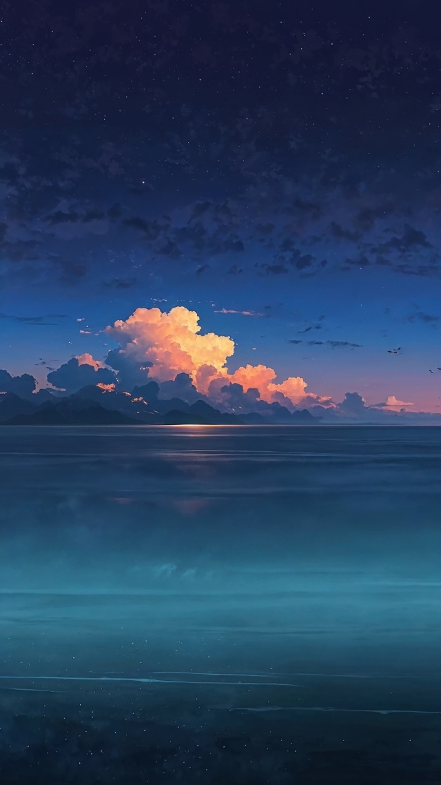 beach sunset wallpaper, sunset hour, seaside view, background for mobile wallpaper (vertical)