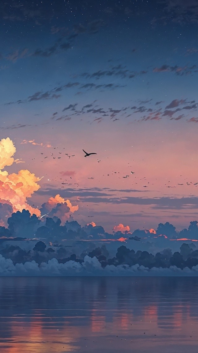 beach sunset wallpaper, tropical sunset, nature's beauty, background for mobile wallpaper (vertical)