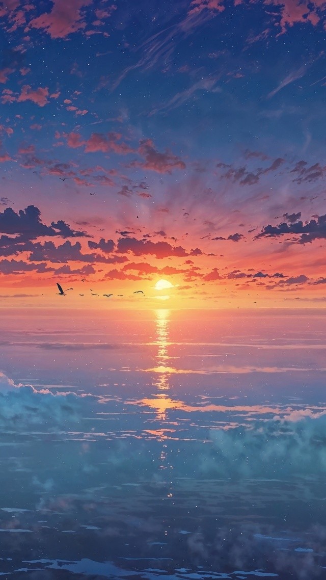 sunset wallpaper wallpaper, nature photography, colorful sky, background for mobile wallpaper (vertical)