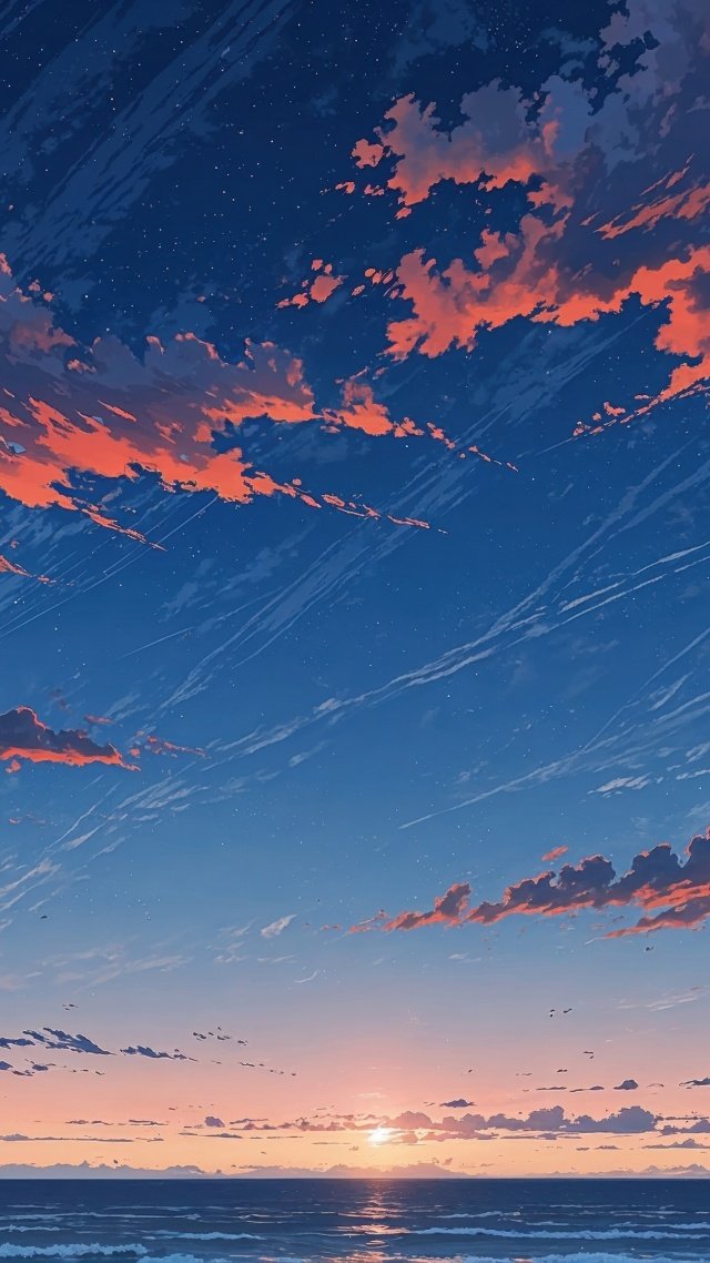 sunset wallpaper wallpaper, tropical sunset, colorful sky, background for mobile wallpaper (vertical)