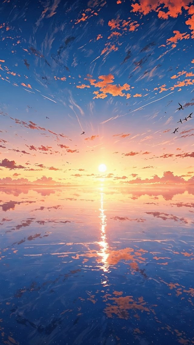 colorful sky wallpaper, cloudscape, calming waves, background for mobile wallpaper (vertical)