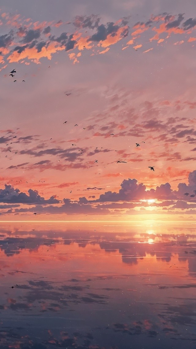 colorful clouds wallpaper, warm tones, scenic landscape, background for mobile wallpaper (vertical)