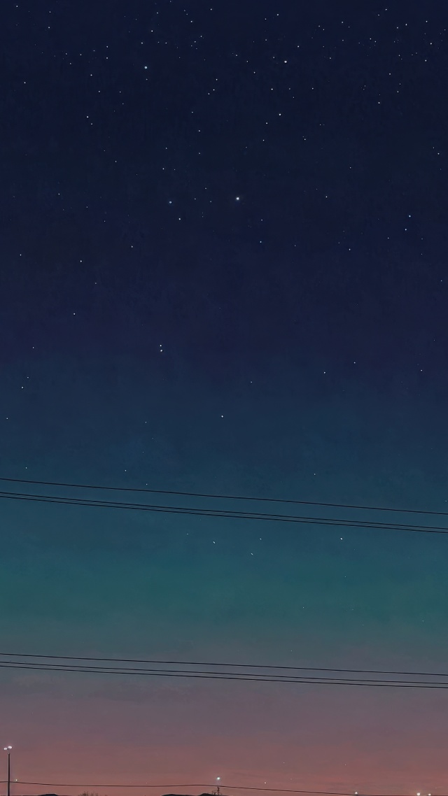 power line wallpaper, starry night, nighttime landscape, background for mobile wallpaper (vertical)