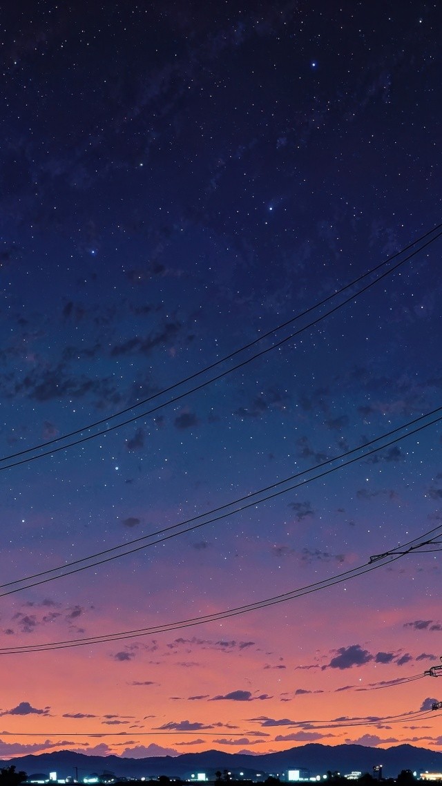 night wallpaper wallpaper, power line, minimal design, background for mobile wallpaper (vertical)