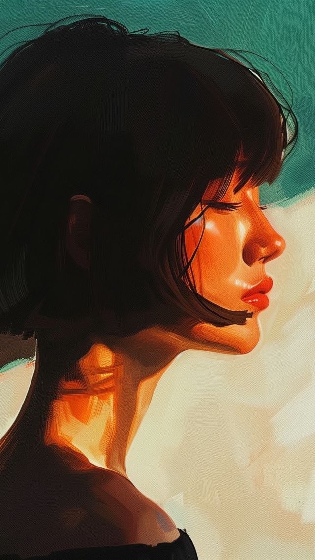 painting wallpaper, feminine, artwork, background for mobile wallpaper (vertical)