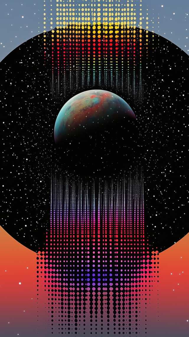 retro vibe wallpaper, spectrum colors, psychedelic patterns, background for mobile wallpaper (vertical)