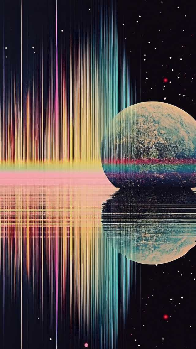 retro vibe wallpaper, cosmic art, outer space, background for mobile wallpaper (vertical)