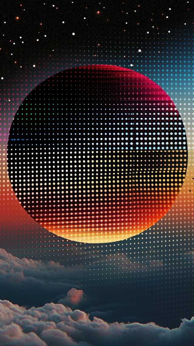 retro vibe wallpaper, cosmic colors, space exploration, background for mobile wallpaper (vertical)