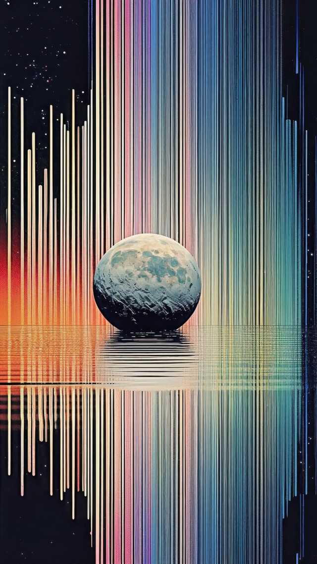 retro vibe wallpaper, abstract art, outer space, background for mobile wallpaper (vertical)