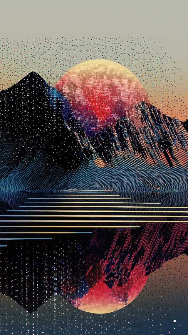 retro vibe wallpaper, colorful spectrum, space art, background for mobile wallpaper (vertical)