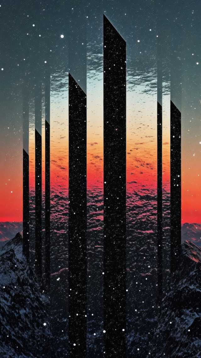 spectrum colors wallpaper, surreal landscapes, retro futurism, background for mobile wallpaper (vertical)