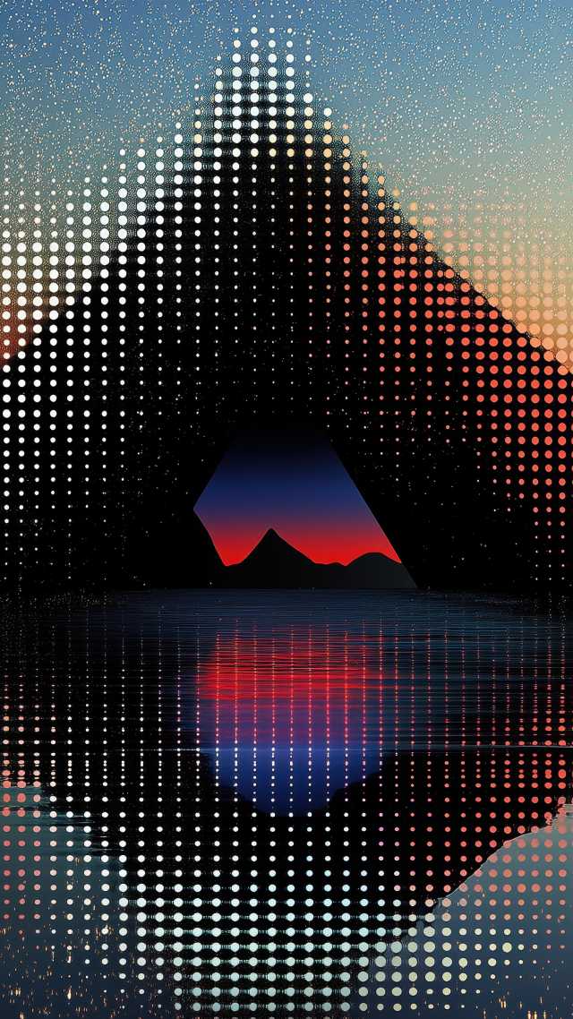 retrowave wallpaper, neon colors, pyramid art, background for mobile wallpaper (vertical)