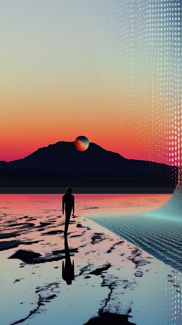 retrowave wallpaper, vaporwave, neon colors, background for mobile wallpaper (vertical)