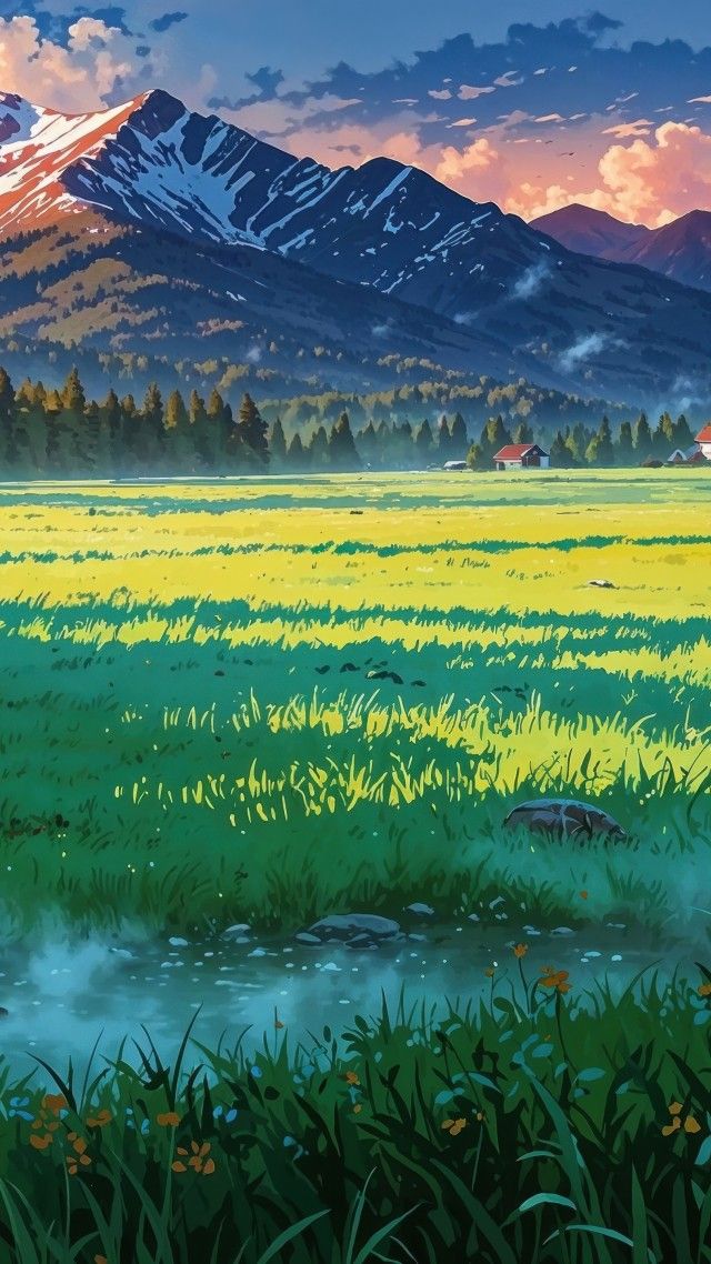 green hills wallpaper, sunny skies, rolling meadows, background for mobile wallpaper (vertical)