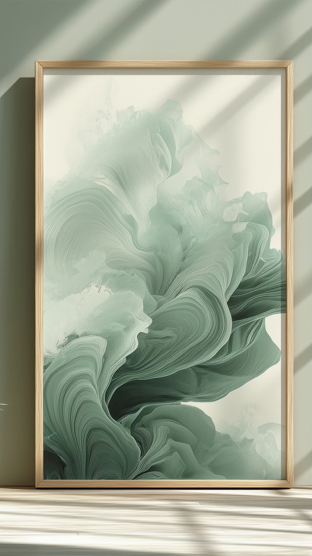 biophilic interior design wallpaper, organic aesthetics, sustainable design, background for mobile wallpaper (vertical)