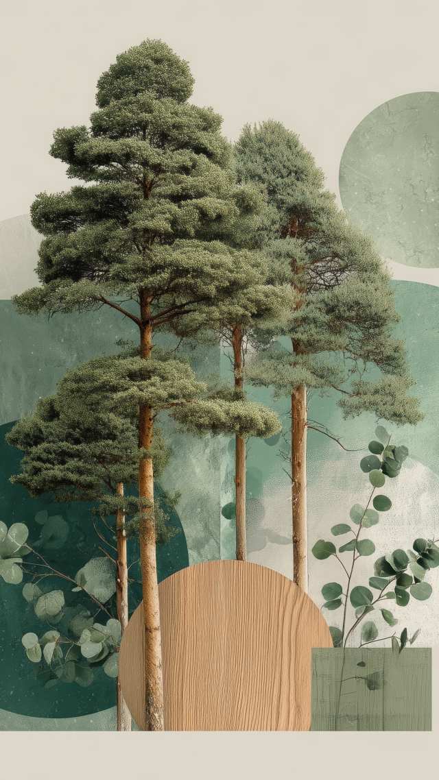 botanical design wallpaper, green leaves, organic patterns, background for mobile wallpaper (vertical)