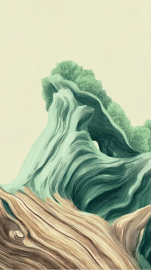 botanical design wallpaper, green leaves, sustainable design, background for mobile wallpaper (vertical)