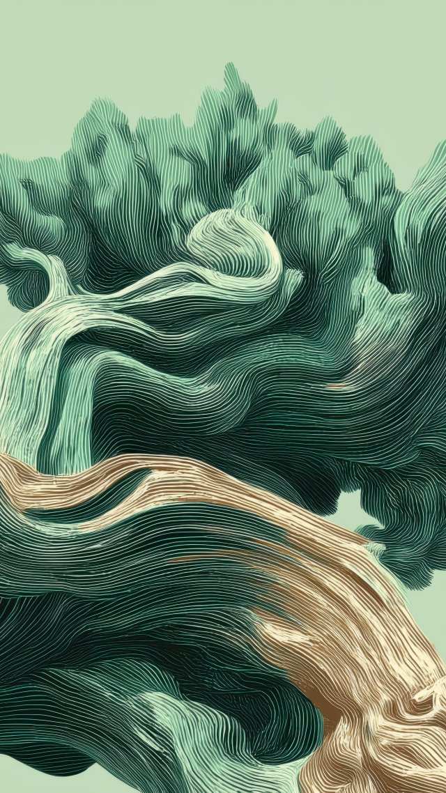 plant art wallpaper, botanical illustration, modern botanical art, background for mobile wallpaper (vertical)