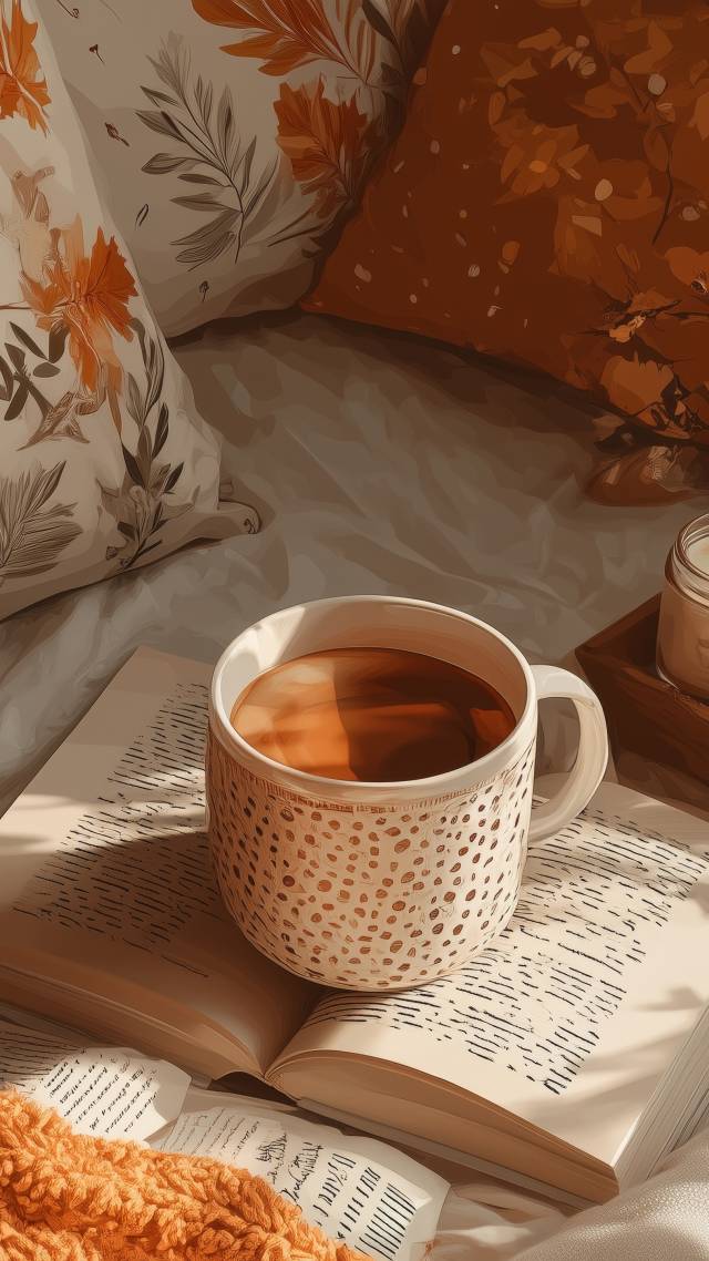 fall style wallpaper, seasonal home, indoor plants, background for mobile wallpaper (vertical)