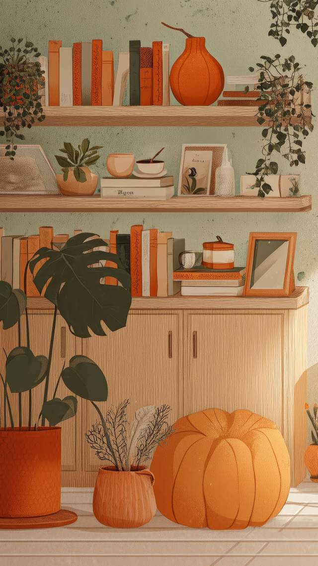 fall style wallpaper, seasonal home, rustic charm, background for mobile wallpaper (vertical)