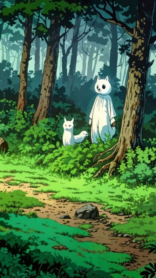 forest spirit wallpaper, enchanted forest, eerie atmosphere, background for mobile wallpaper (vertical)