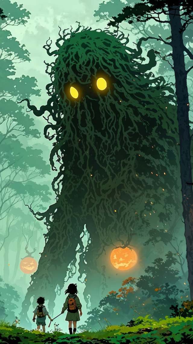 forest spirit wallpaper, mythical creature, supernatural being, background for mobile wallpaper (vertical)