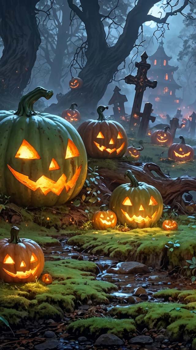 halloween pumpkin wallpaper, jack o lanterns, fall festivities, background for mobile wallpaper (vertical)